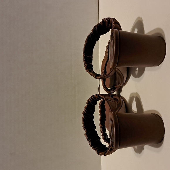 Staud Brown Frankie Ruched Sandals Heeled Block Heel Two Strap Preowned - Picture 4 of 10